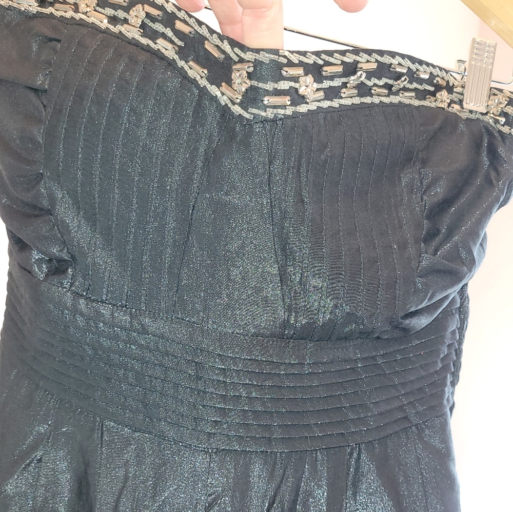 Studio I Shimery Black Strapless Corset One Piece Balloon Pants